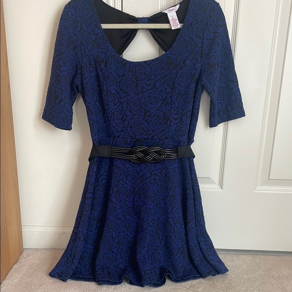 Elegant Blue Floral Dress